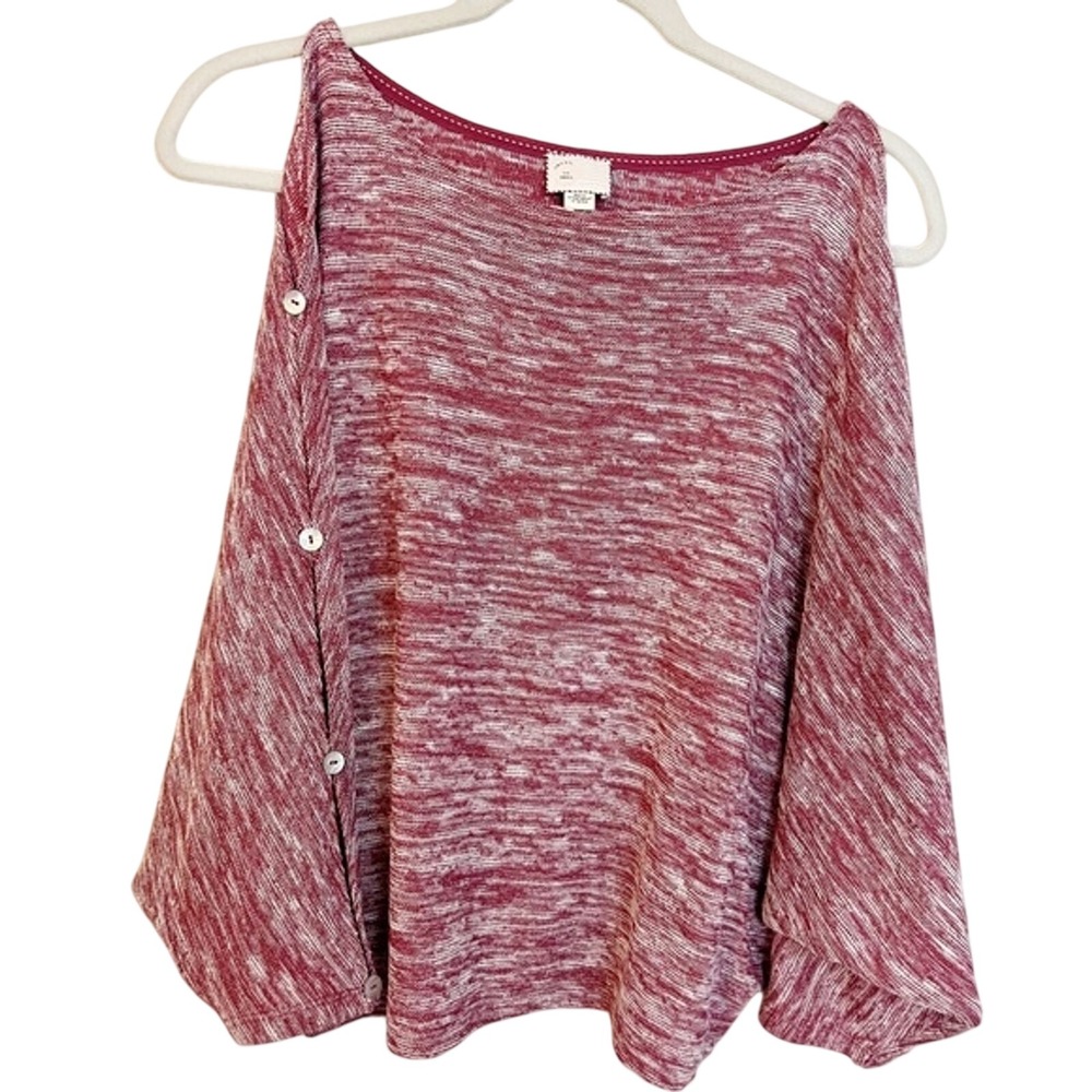 Anthropologie Postmark Red Space Dye Batwing Cold Shoulder Knit Top Small
